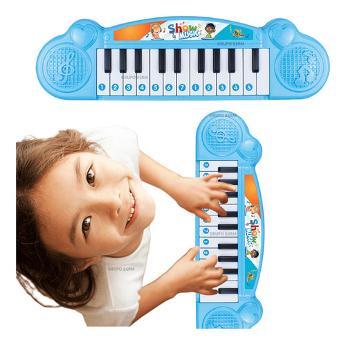 Brinquedo Piano Eletrônico Rosa Teclado Infantil Menina Azul