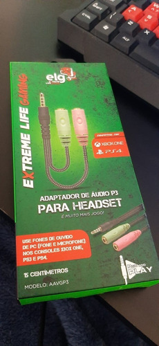 Adaptador De Áudio P3 Para Headset Elg Aavgp3 - Xbox One Ps4