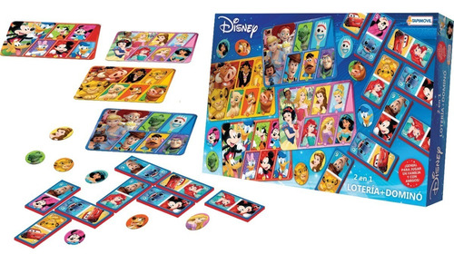 Juego De Mesa 2 En 1 Loteria - Domino Multi Disney Tapimovil