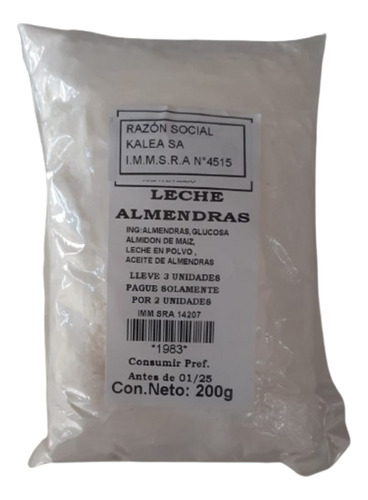 Leche De Almendras En Polvo 600gr. Sin Azúcar. 