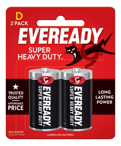 2 Pilas D Grande Eveready 1250 Zinc Carbon