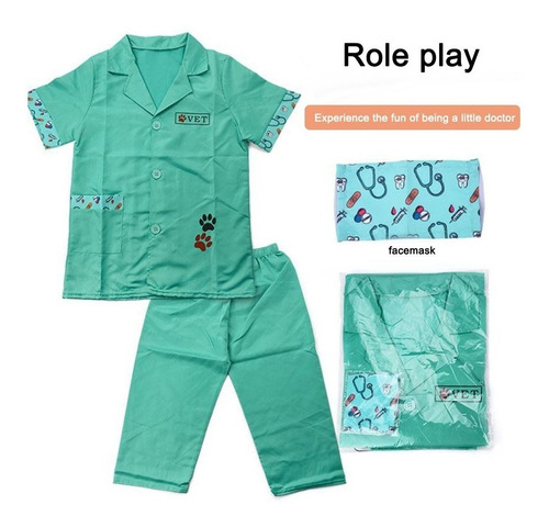 Uniforme De Médico Simulado Con Cubierta Facial Enfermera Pr