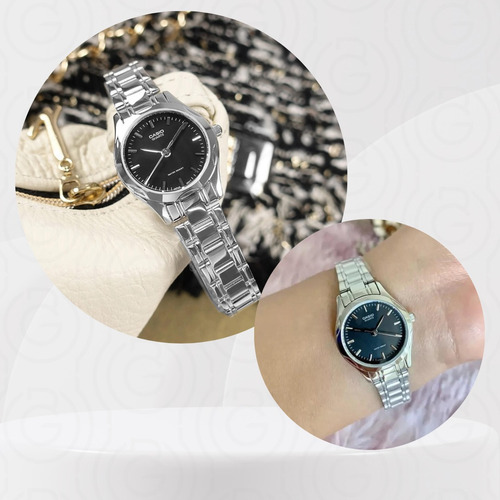 Reloj Casio Dama Ltp-1275d-1a, Acero, Moda Color de la correa Plateado Color del bisel Plateado Color del fondo Negro