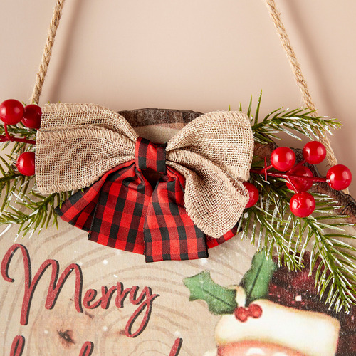 Letrero Colgante Navideño De Madera De Santa Claus De 12 Pul