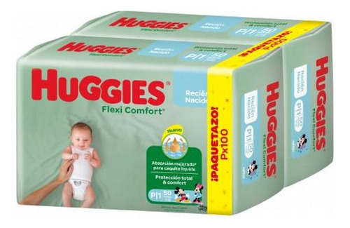 Pañales Huggies Flexi Comfort Talle P 100 Unidades Género Sin género Tamaño Pequeño (P)