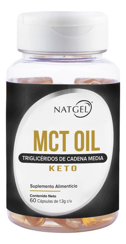 MCT OIL | Aceite de Coco Fraccionado Puro | 60 Cápsulas 1.3g | Trigliceridos de Cadena Media | Natgel