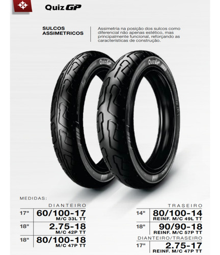 Pneu Moto Ira Aro 18 Quiz 90/90-18 51p Tt Traseiro