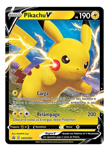 Carta Pokémon Pikachu V Extra Grande Destinos Brilhantes