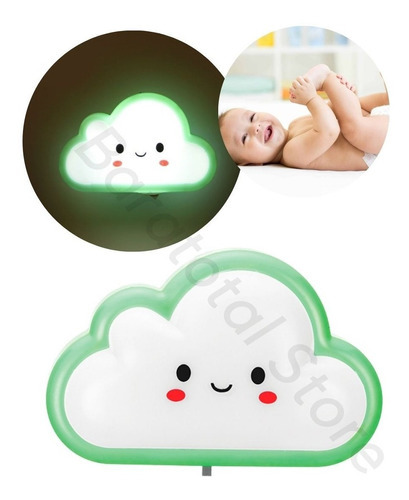 Abajur De Tomada Quarto Bebe Criança De Nuvem Luminaria Mini Cor da estrutura Verde