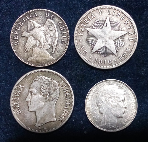 Monedas America. Lote #2. 4 Uni. Plata