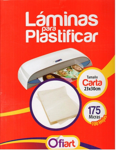 Lamina De Plastificar T/carta 23x30cm 100und 175micr Ofiart