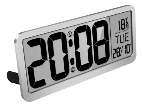 Reloj De Pared Digital Alimentado Por Batería Plateada