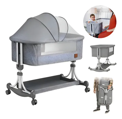 Berço Portatil Moises Balanço Mosqueteiro Infantil Pipdip Cinza