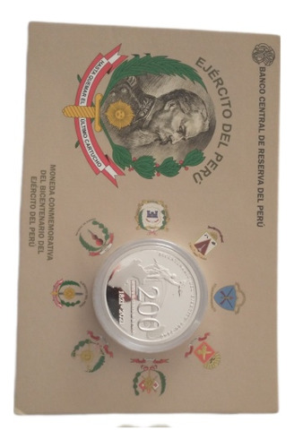 Moneda De Plata Del Ejército Del Peru