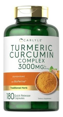Curcuma Curcumina 3000 Mg 180 Cap 95% De Curcuminoides Esta