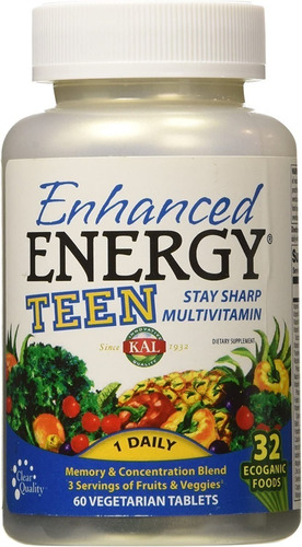 Kal I Enhanced Energy I Teen I 60 Comp Veg I Usa 