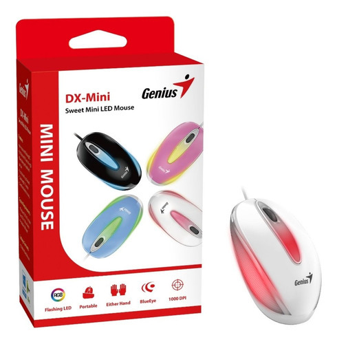 Mouse Genius Dx-mini Usb Blueeye Rgb Black Color Blanco