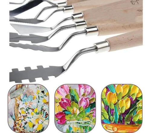 Imagen 4 de 9 de Set 15 Espátulas Pintura Al Óleo Arte Escultura Pintura Pint