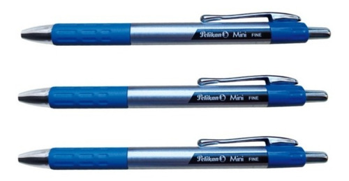 Boligrafo Mini Pelikan Punta Extra Fina Azul X 3 Unidades