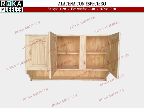 Imagen 2 de 10 de Alacena De 120 Pino Con O Sin Especiero Roka