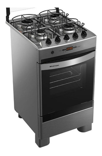 Fogão Brastemp 4 Bocas Cor Inox Com Timer Digital - Bfo4tar