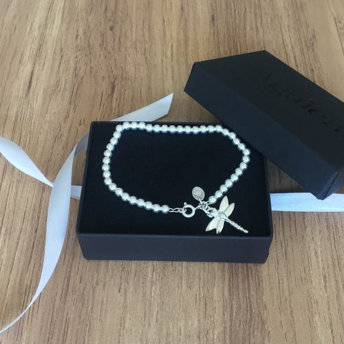 Imagen 8 de 10 de Pulsera Bolitas Libelula De Plata .925 Agálea