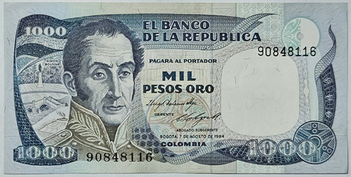 Billete 1000 Pesos 07/ago/1984 Colombia Au