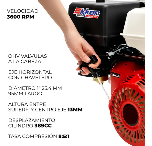 Motor 13 Hp Kommberg 3600 Rpm Horizontal Nafta Arranque Manual Kb-mn130 Agro Karting Combustible 6 L