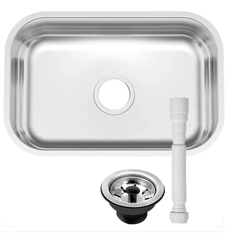 Cuba Pia Cozinha Aço 430 Inox 46x30x14 + Válvula + Sifão