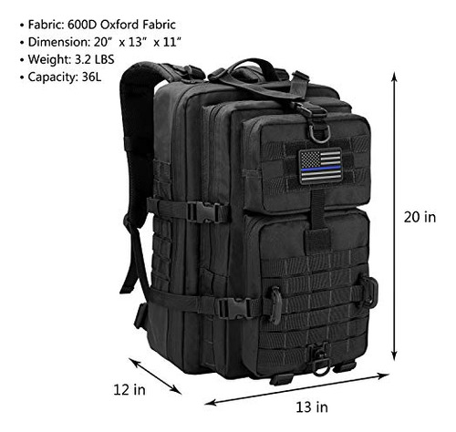 Hannibal Tactical 36l Molle Paquete De Asalto Mochila Táctic