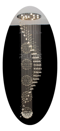 Lustre Cristal 5 Esferas - 80cm X 2 Metros Com Lâmpada
