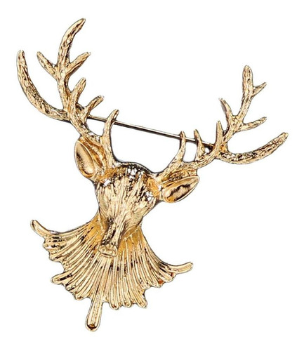 Antler Deer Reindeer Elk Stag Head Collar Broche Pin De