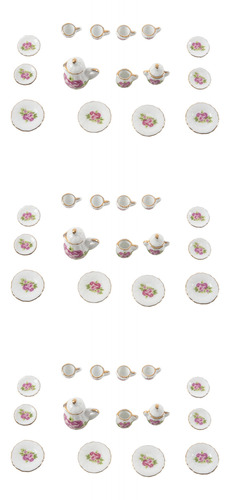 Juego De Té De Porcelana De 45 Piezas Dollhouse Miniature Fo