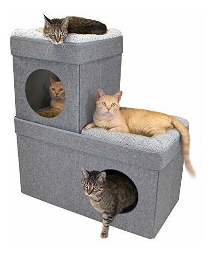 Kitty City - Condominio Grande Apilable Para Gatos Bronceado