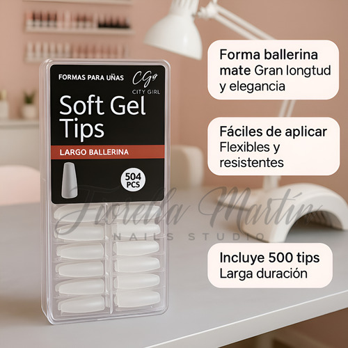 Tips Para Soft Gel Largos Ballerina Mate City Girl X500
