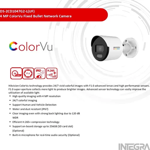 Camara Bullet Ip Ir Exterior 2.8mm Hikvision Ds-2cd1047g2-l