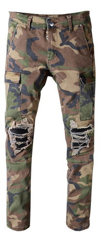 Pantalones Vaqueros Ajustados Con Estampado De Camuflaje Par
