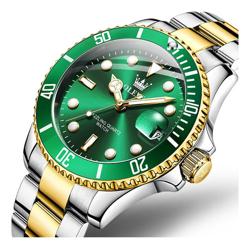 Relógios De Calendário Masculinos Impermeáveis De Luxo Olevs Cor Do Fundo Silver Gold Green
