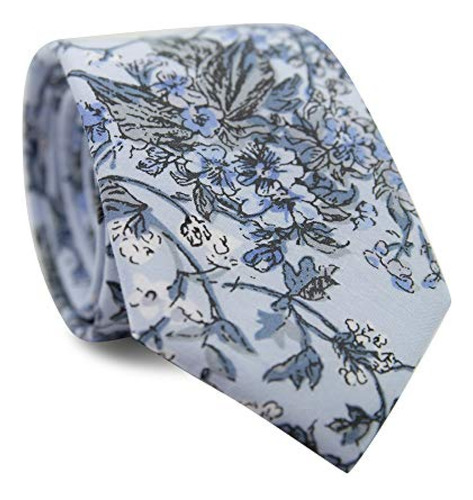 Corbatas Dazi Corbata Delgada De Algodón Con Estampado Flora
