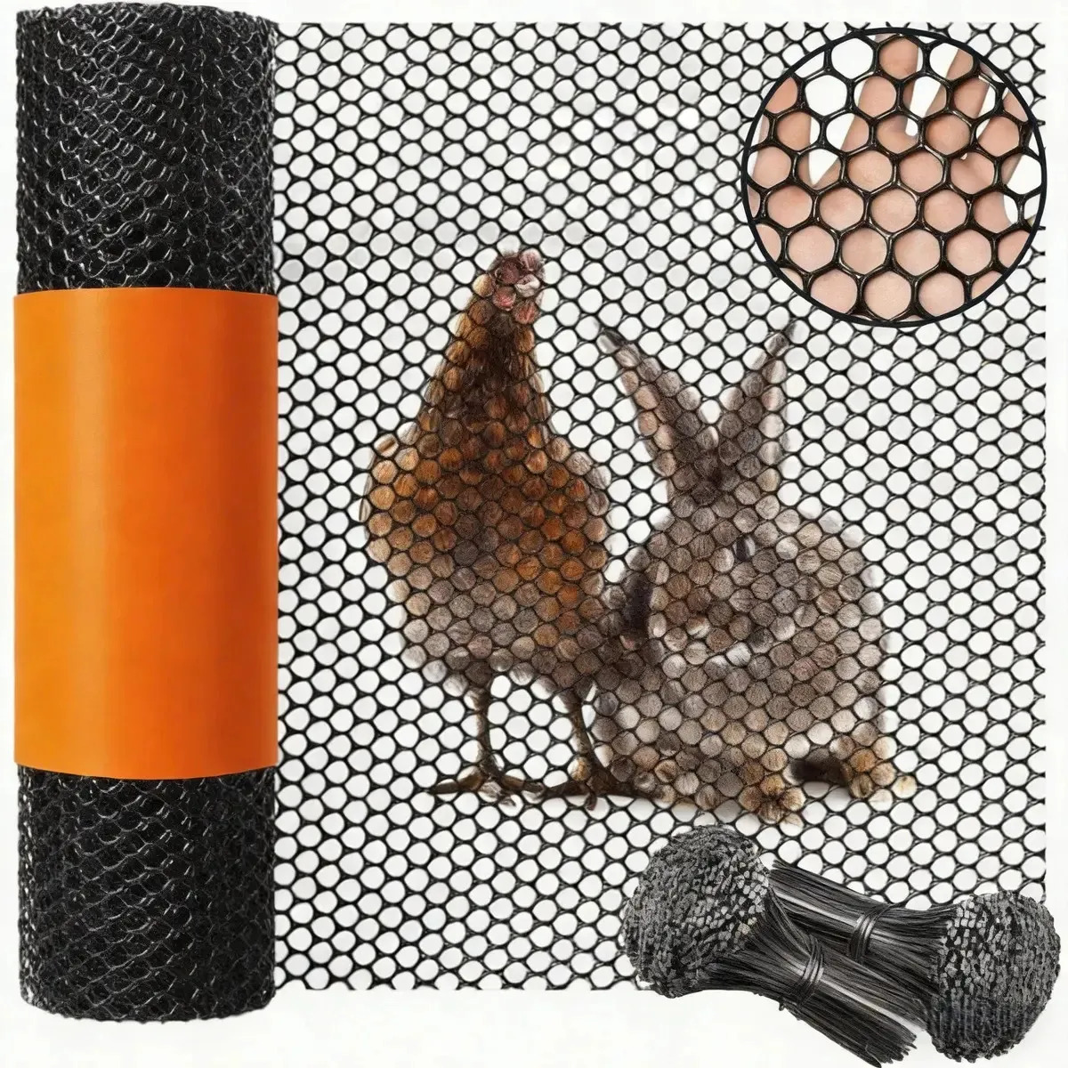 YAWPGN Valla De Plástico Negro, 15,7 Pulgadas X 5 Metros Red Protectora, Malla De Plástico Para Uso En El Jardín O En La Finca, Apta Para Gallinas, Gatos, Perros, Conejos Etc 50 Ne