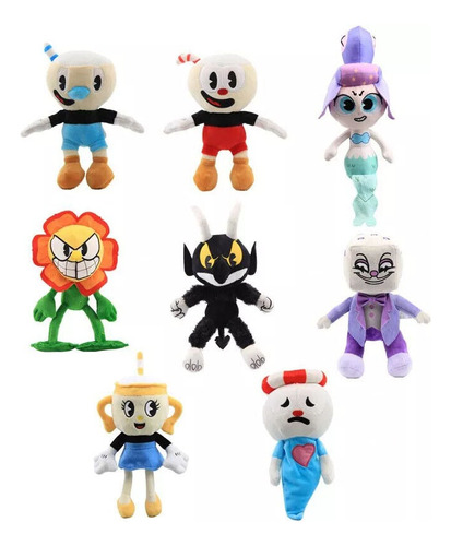 8pcs Cuphead Mugman Muñeca Peluche Juguete Regalo Para Niños