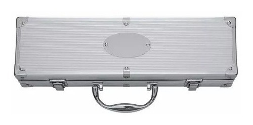 Imagem 4 de 4 de 2 Kit Churrasco Com 4 Peças Em Inox - Maleta De Alumínio