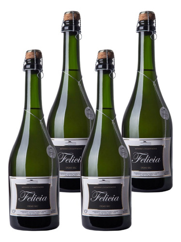 Vino Espumoso Natural Felicia Demi Sec 750 Ml Pack X 4