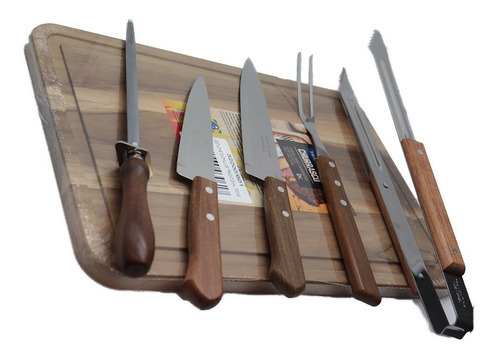 Cuchillos Para Asado Kit De 7 Piezas Churrasco Tramontina Color Marrón Claro