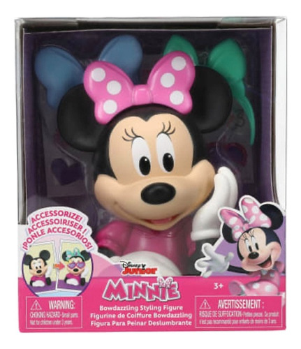 Juguete Figura Minnie Con Accesorios De Moda Moños Y Pegatin