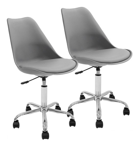 Par De Sillas Tulip Eames X2 Gris Con Ruedas Colores Premium