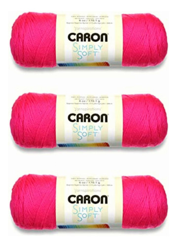 Caron Simply Soft Hilo Rosa Neón Paquete De 3 170 G