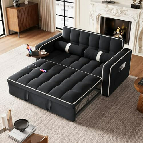 Sofá Cama 3 En 1 Con Mesa Auxiliar, Tufted, Ajustable, Almoh