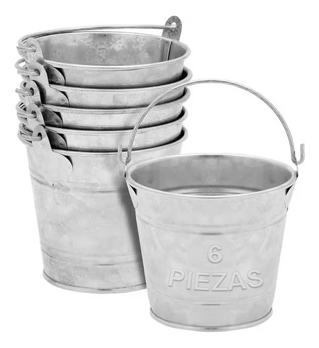 Cubeta Lamina Galvanizada Metal Americana 620ml 10cm 6pzs