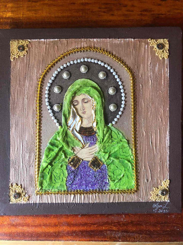 Cuadro Virgen Maria Pintado A Mano Oleo Sobre Lienzo